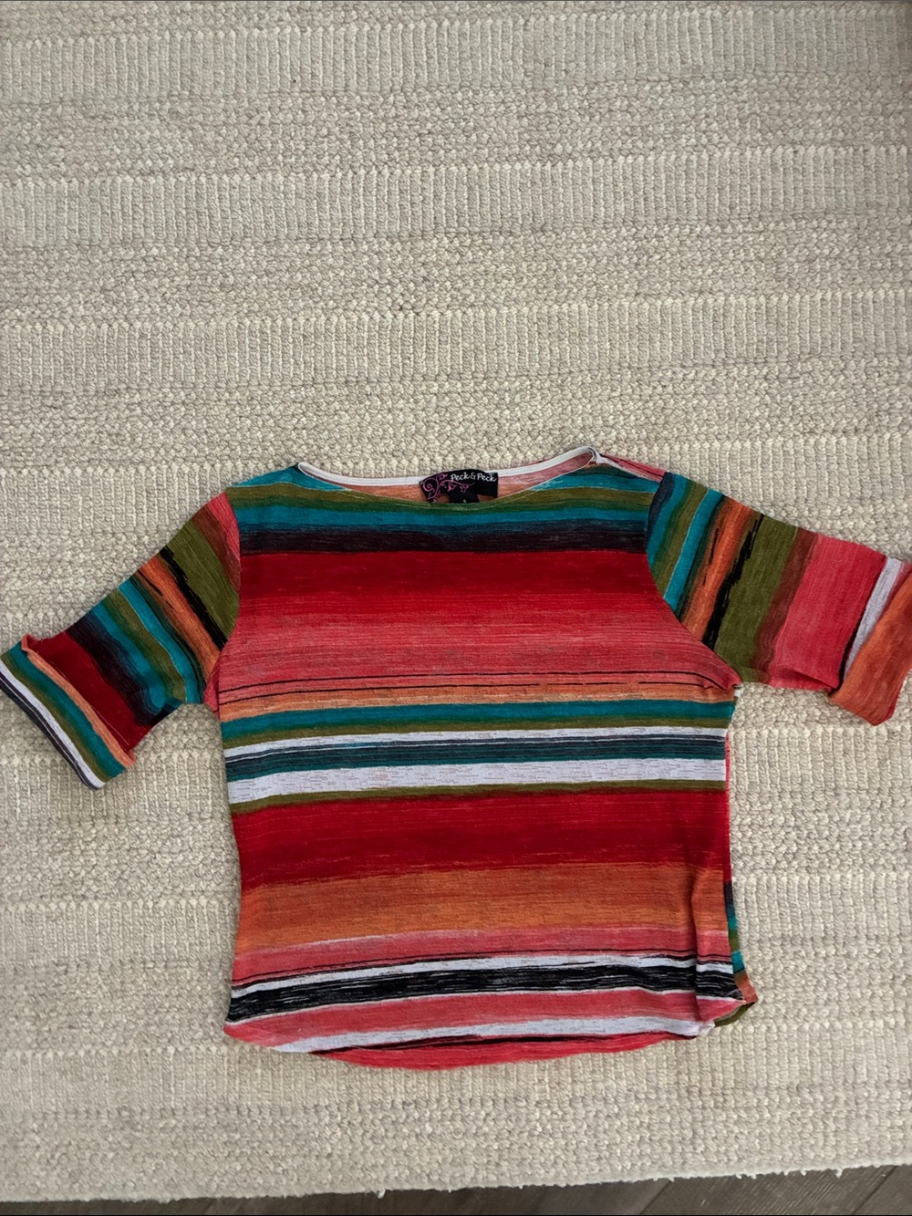 Peck & Peck Women’s Knit Multi Color Striped Top Size Small